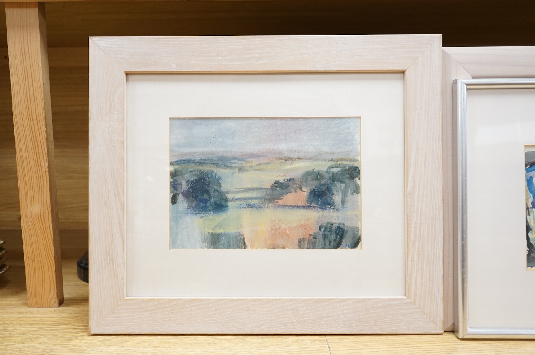 Jacqueline Watt (contemporary), 'Tree study II', signed, mixed media together with two other abstracts, one titled 'Storm clouds', largest 16 x 23cm